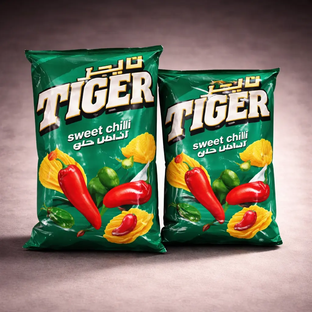 Tiger Sweet Chili potato chips bags
